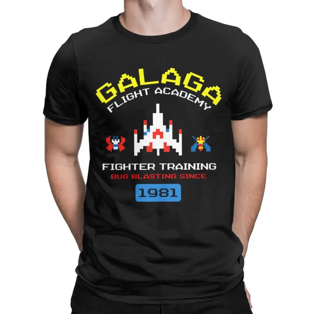 Cool Arcade Galaga Video Game Retro Vintage 80s Invader Space Gaming Alien t shirt for men 100% Cotton Gift Idea Clothes