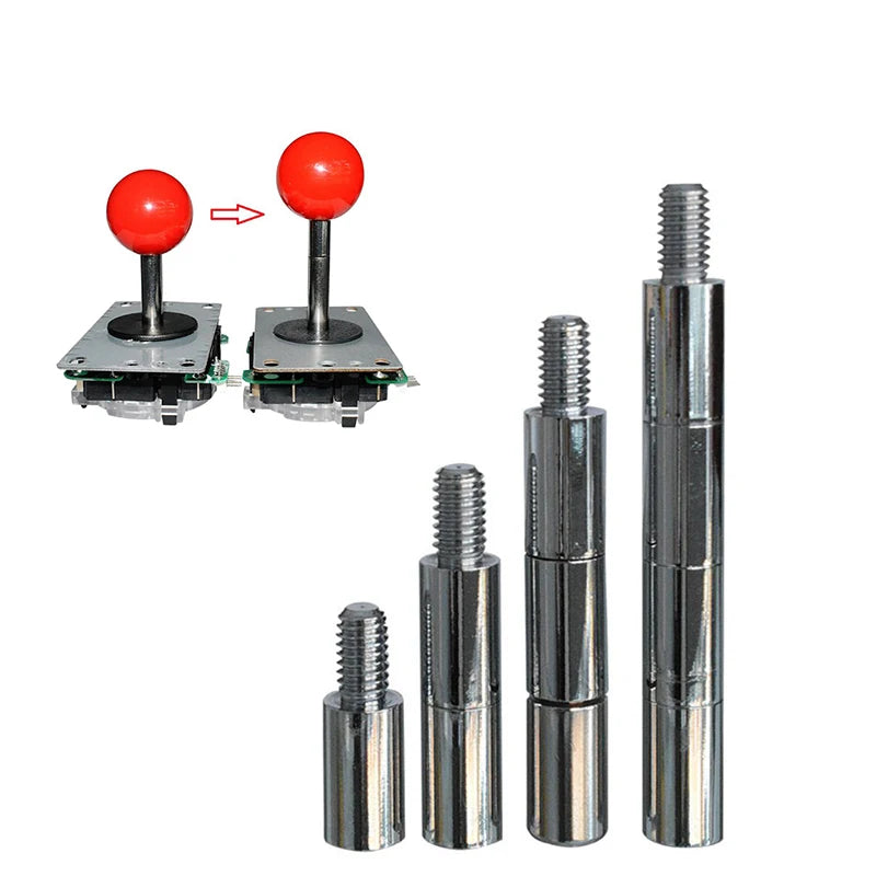 6pcs Joystick Shaft Extender Game Player Chrome Arcade 15mm Extension