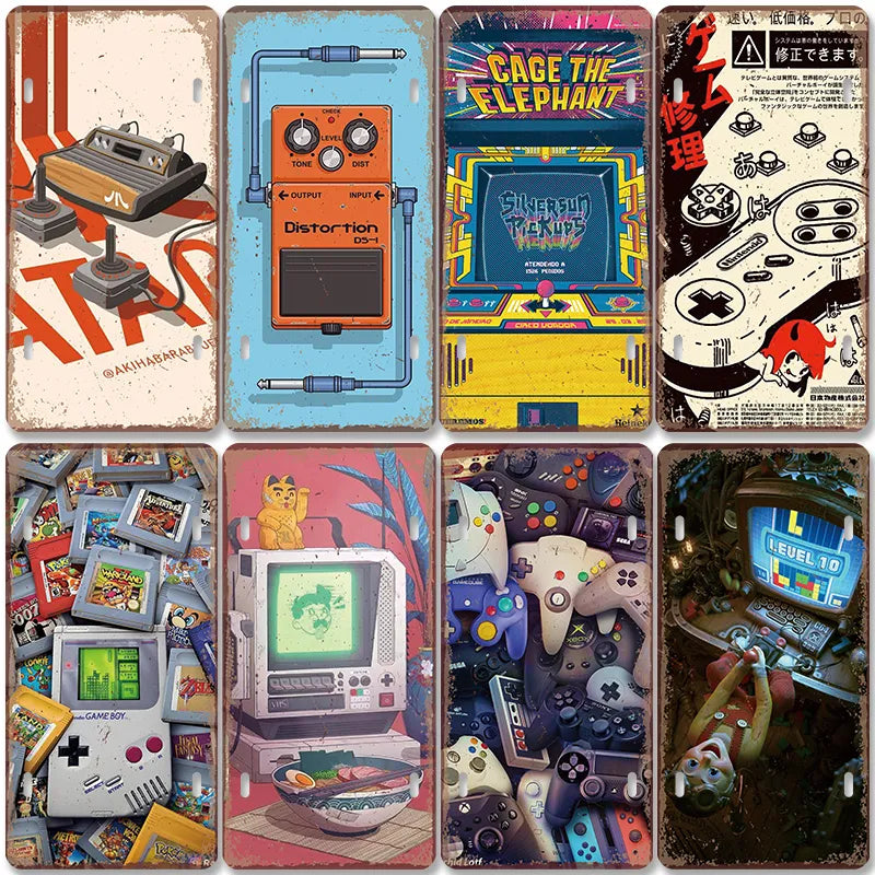 Video Game License Plate Metal Sign Vintage Playstation Gamer Metal Ti