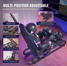 Load image into Gallery viewer, VEVOR Pre-installed Steering Racing Wheel Stand, Universal Base Fit for Logitech/Thrustmaster/Fanatec, Multi-Position Adjustable Driving Sim Simulator, Comfortable PVC Leather Integrated Cockpit
