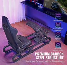 Load image into Gallery viewer, VEVOR Pre-installed Steering Racing Wheel Stand, Universal Base Fit for Logitech/Thrustmaster/Fanatec, Multi-Position Adjustable Driving Sim Simulator, Comfortable PVC Leather Integrated Cockpit
