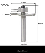 Load image into Gallery viewer, T Moulding cutting tool 3.17 / 2.38 MM Milling Cutter Router Bit Use for Wood board slotting install fixed T molding
