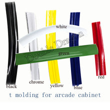 Load image into Gallery viewer, 32.8ft 10m length 16mm/19mm width arcade t molding plastic cabinet edge protection chrome/black/red etc. T moulding
