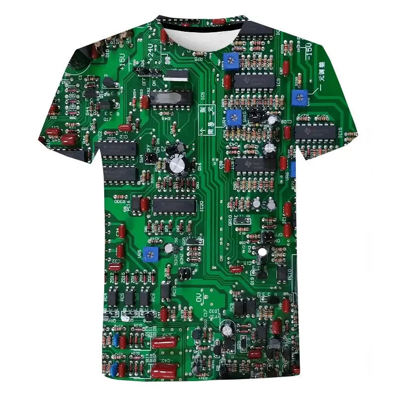 New Electronic Chip 3D T-shirt Computer CPU Printed Fashion Casual Sho ...