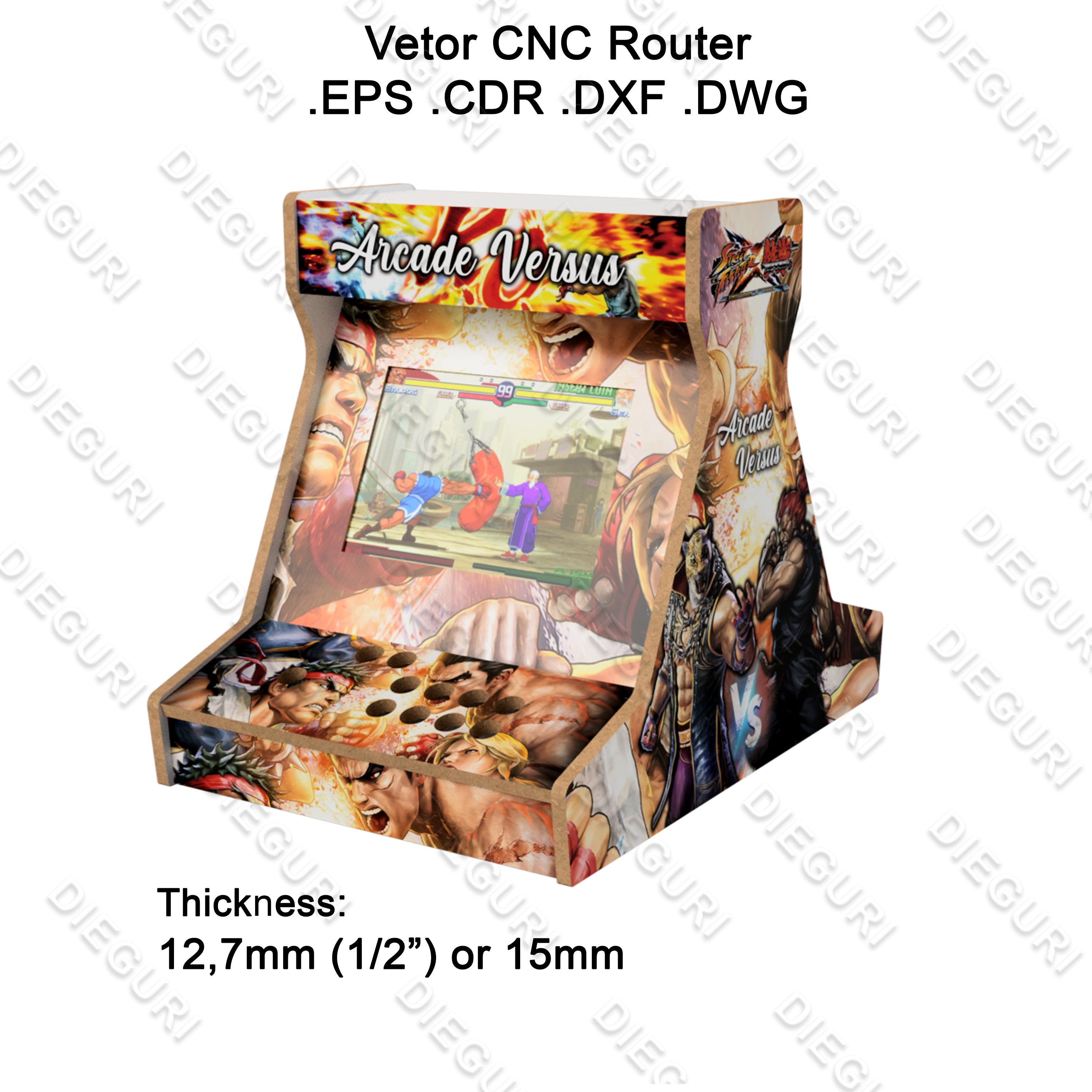 Arcade Bartop Versus - Two Players - DXF to CNC Router, Plans + Sticke ...